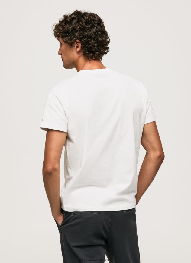 tricou din bumbac spalat si vopsit bărbați Pepe Jeans alb 6Z0R46942 - imagine 4