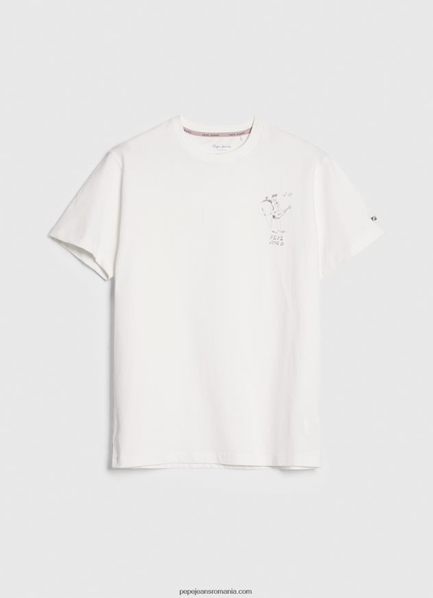 tricou din bumbac spalat si vopsit bărbați Pepe Jeans alb 6Z0R46942 - imagine 5