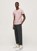 tricou din bumbac spalat si vopsit bărbați Pepe Jeans înălbitor roz 6Z0R46928 - imagine 2