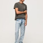 tricou din bumbac spalat si vopsit bărbați Pepe Jeans negru spalat 6Z0R46941