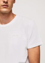 tricou din bumbac tricot waffle bărbați Pepe Jeans alb 6Z0R46960 - imagine 3