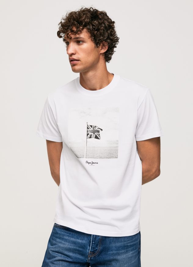tricou din bumbac union jack flag bărbați Pepe Jeans alb 6Z0R46945 - imagine 1