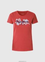 tricou din lycra cu imprimeu cu logo femei Pepe Jeans studio roșu 6Z0R46384 - imagine 5