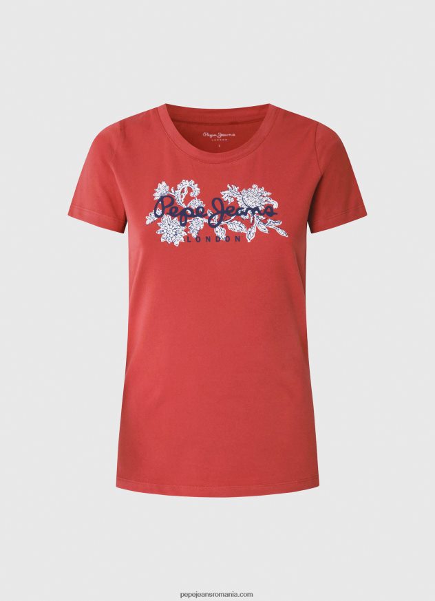 tricou din lycra cu imprimeu cu logo femei Pepe Jeans studio roșu 6Z0R46384 - imagine 5