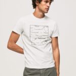 tricou grafic din bumbac bărbați Pepe Jeans alb 6Z0R46940