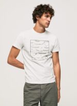 tricou grafic din bumbac bărbați Pepe Jeans alb 6Z0R46940