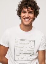 tricou grafic din bumbac bărbați Pepe Jeans alb 6Z0R46940 - imagine 3