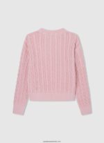 tricou împletit cu guler rotunjit fată Pepe Jeans roz moale 6Z0R461407 - imagine 2