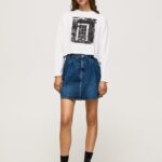 tricou imprimat cu maneca lunga femei Pepe Jeans alb 6Z0R46428