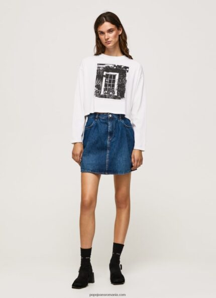 tricou imprimat cu maneca lunga femei Pepe Jeans alb 6Z0R46428