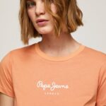 tricou imprimat femei Pepe Jeans piersică 6Z0R46455