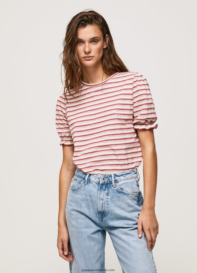 tricou în dungi cu mâneci volane femei Pepe Jeans fard de obraz închis 6Z0R46392 - imagine 1