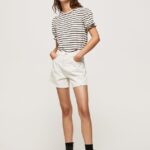 tricou în dungi cu mâneci volane femei Pepe Jeans negru 6Z0R46391