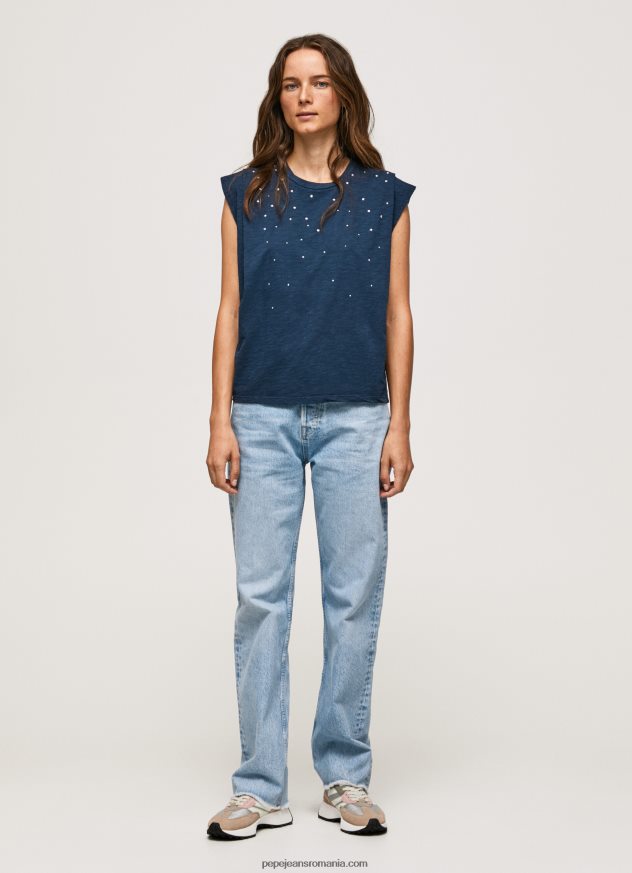 tricou marmorat cu maneci cu armuri femei Pepe Jeans dulwich 6Z0R46406 - imagine 2
