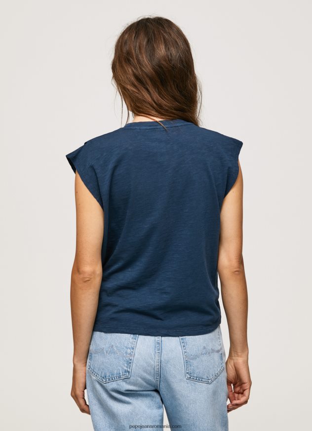 tricou marmorat cu maneci cu armuri femei Pepe Jeans dulwich 6Z0R46406 - imagine 4