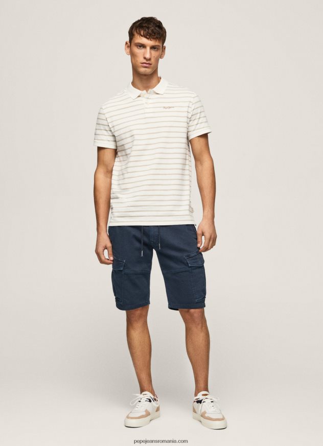 tricou polo cu imprimeu în dungi bărbați Pepe Jeans aproape alb 6Z0R461092 - imagine 2
