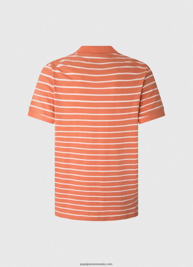 tricou polo cu imprimeu în dungi bărbați Pepe Jeans portocala de dovleac 6Z0R461091 - imagine 2