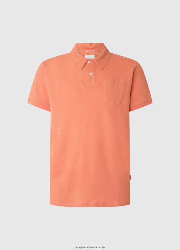 tricou polo cu imprimeu în dungi bărbați Pepe Jeans portocala de dovleac 6Z0R461091 - imagine 4
