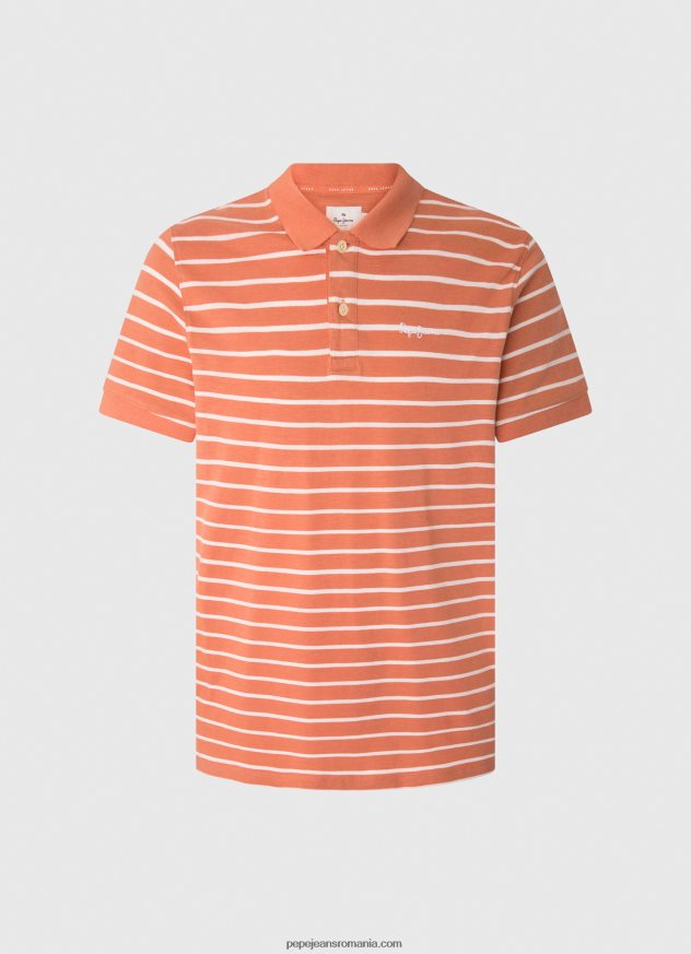 tricou polo cu imprimeu în dungi bărbați Pepe Jeans portocala de dovleac 6Z0R461091 - imagine 1