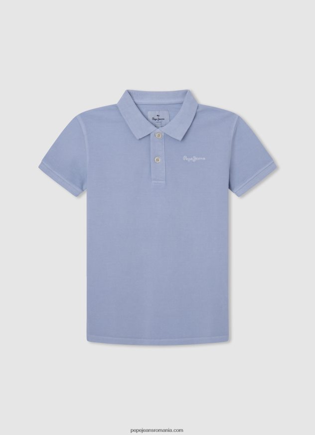 tricou polo cu logo brodat piqué băiat Pepe Jeans alb 6Z0R461661 - imagine 5