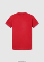 tricou polo cu logo brodat piqué băiat Pepe Jeans roșu 6Z0R461672 - imagine 2