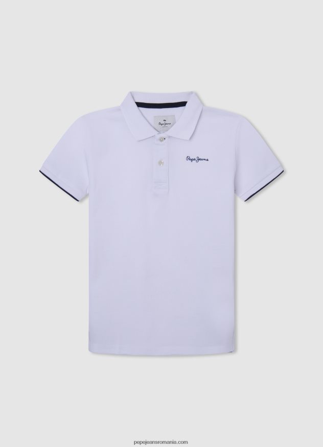 tricou polo cu logo brodat piqué băiat Pepe Jeans turnare 6Z0R461663 - imagine 4