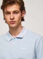 tricou polo cu logo brodat piqué bărbați Pepe Jeans albastru înălbitor 6Z0R461080 - imagine 3