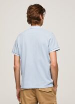 tricou polo cu logo brodat piqué bărbați Pepe Jeans albastru înălbitor 6Z0R461080 - imagine 4