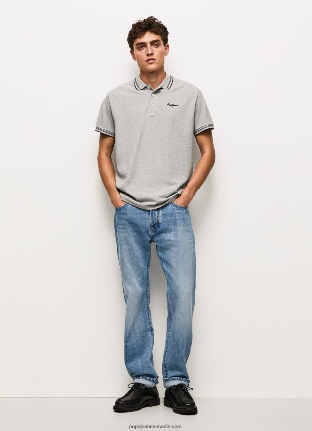 tricou polo cu logo brodat piqué bărbați Pepe Jeans marnă cenușie 6Z0R461077 - imagine 2