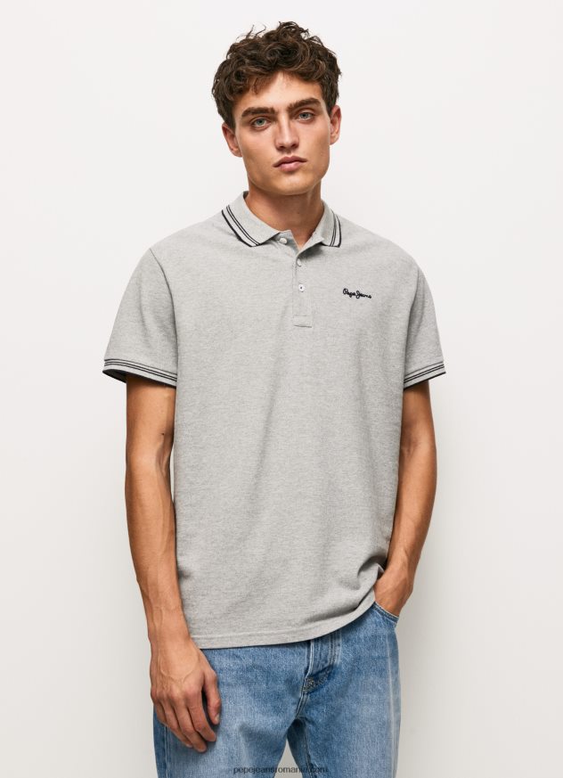 tricou polo cu logo brodat piqué bărbați Pepe Jeans marnă cenușie 6Z0R461077 - imagine 3