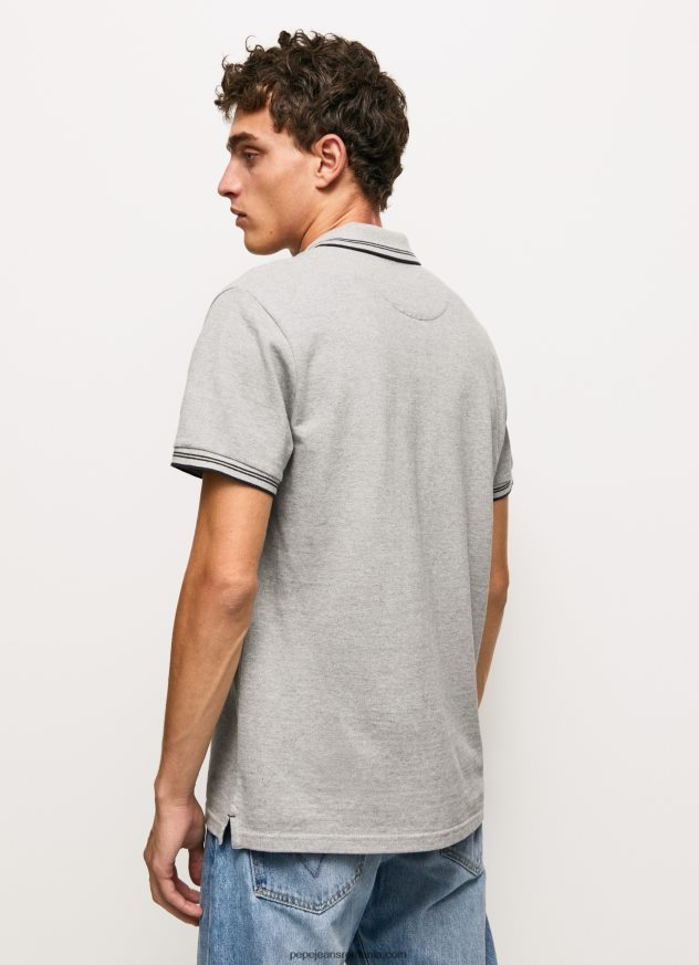 tricou polo cu logo brodat piqué bărbați Pepe Jeans marnă cenușie 6Z0R461077 - imagine 4