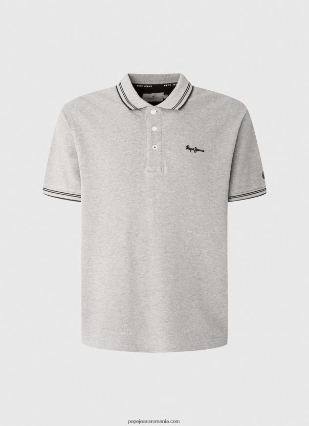 tricou polo cu logo brodat piqué bărbați Pepe Jeans marnă cenușie 6Z0R461077 - imagine 5
