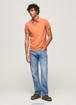 tricou polo cu logo brodat piqué bărbați Pepe Jeans portocala de dovleac 6Z0R461095 - imagine 2