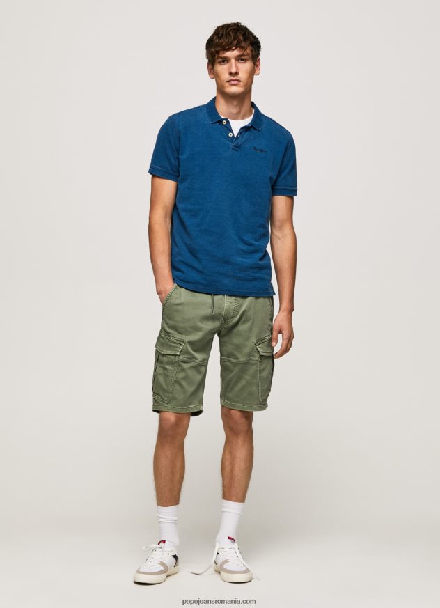 Tricou polo din bumbac cu efect uzat bărbați Pepe Jeans indigo 6Z0R461079 - imagine 2