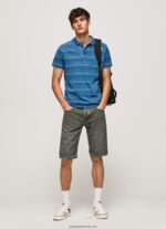 tricou polo din bumbac imprimat cu dungi bărbați Pepe Jeans indigo 6Z0R461083 - imagine 2