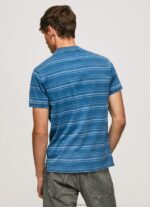 tricou polo din bumbac imprimat cu dungi bărbați Pepe Jeans indigo 6Z0R461083 - imagine 4