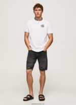 tricou polo piqué cu guler baseball bărbați Pepe Jeans alb 6Z0R461087 - imagine 2