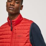 vestă căptușită cu fermoar bărbați Pepe Jeans studio roșu 6Z0R46843