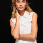 vestă din denim cu flori brodate femei Pepe Jeans denim 6Z0R46130