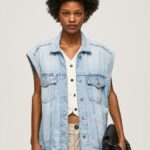 vestă din denim cu potrivire supradimensionată femei Pepe Jeans denim 6Z0R46131