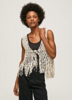 vestă din macrame cu franjuri femei Pepe Jeans mousse 6Z0R46135