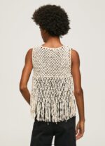 vestă din macrame cu franjuri femei Pepe Jeans mousse 6Z0R46135 - imagine 4