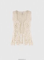 vestă din macrame cu franjuri femei Pepe Jeans mousse 6Z0R46135 - imagine 5